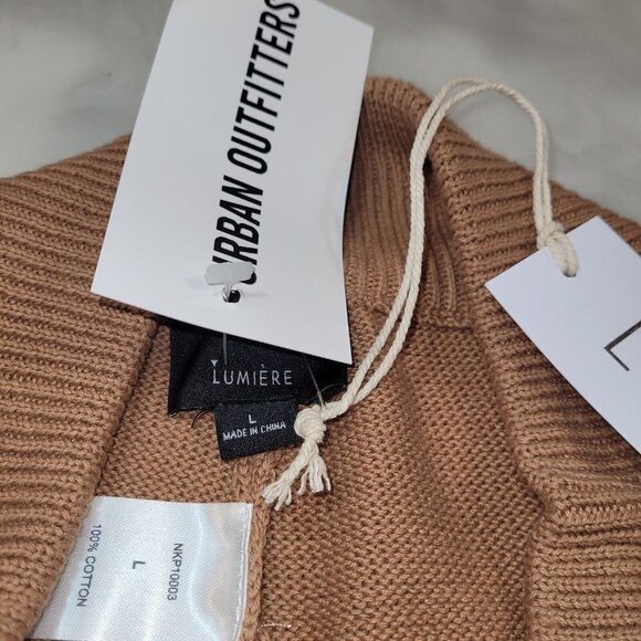 NWT Urban Outfitters Lumiere Knitted Drawstring Shorts Brown Size Large - Picture 3 of 6